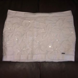 White Floral Sequin Skirt